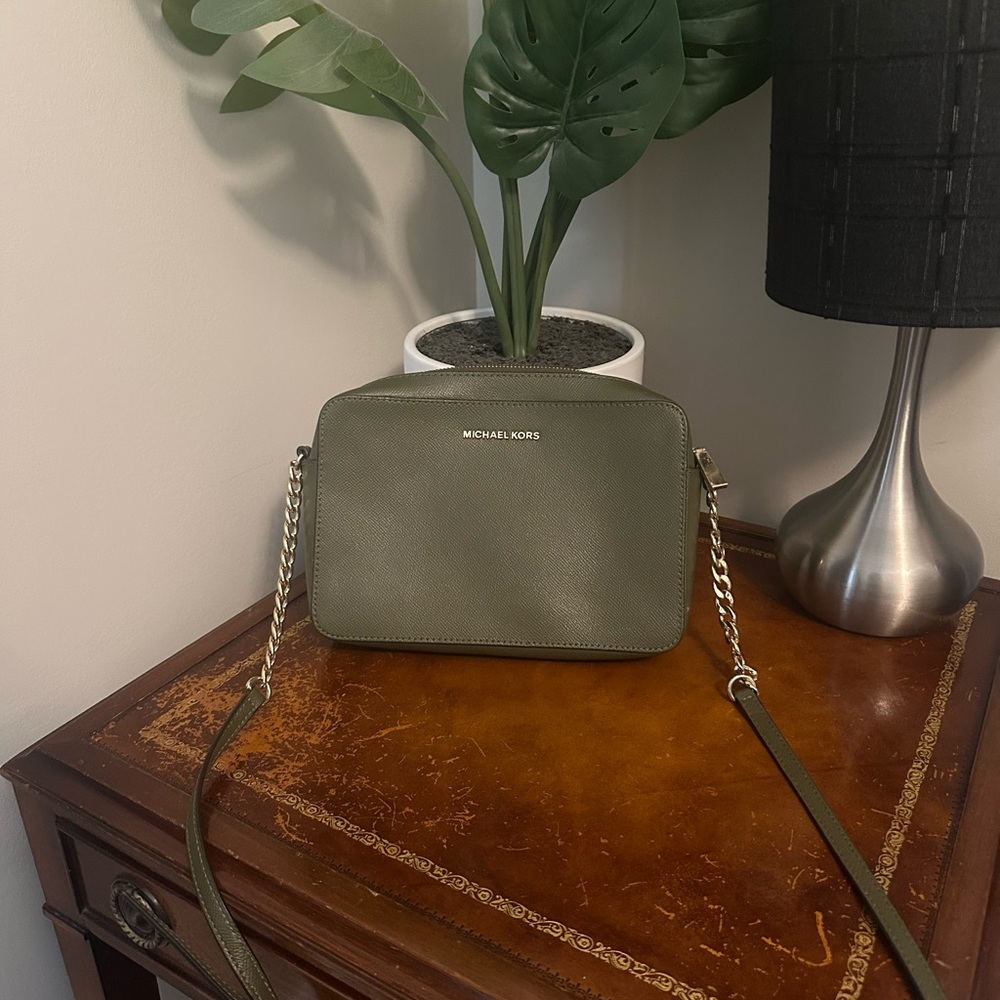 Michael Kors Olive Green Jet Set Crossbody Bag